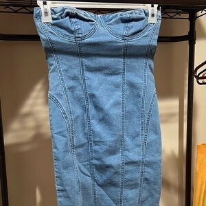 Forever 21 Blue Strapless Dress